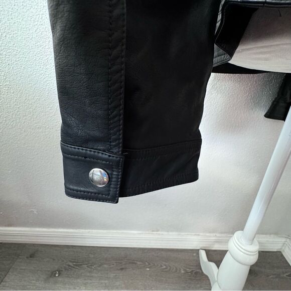 Geschallino Faux Leather Jacket Boho Short Biker Bomber Coat SZ L NEW - Picture 4 of 15